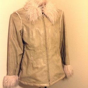 Faux Fur Jacket pleather distressed winter coat